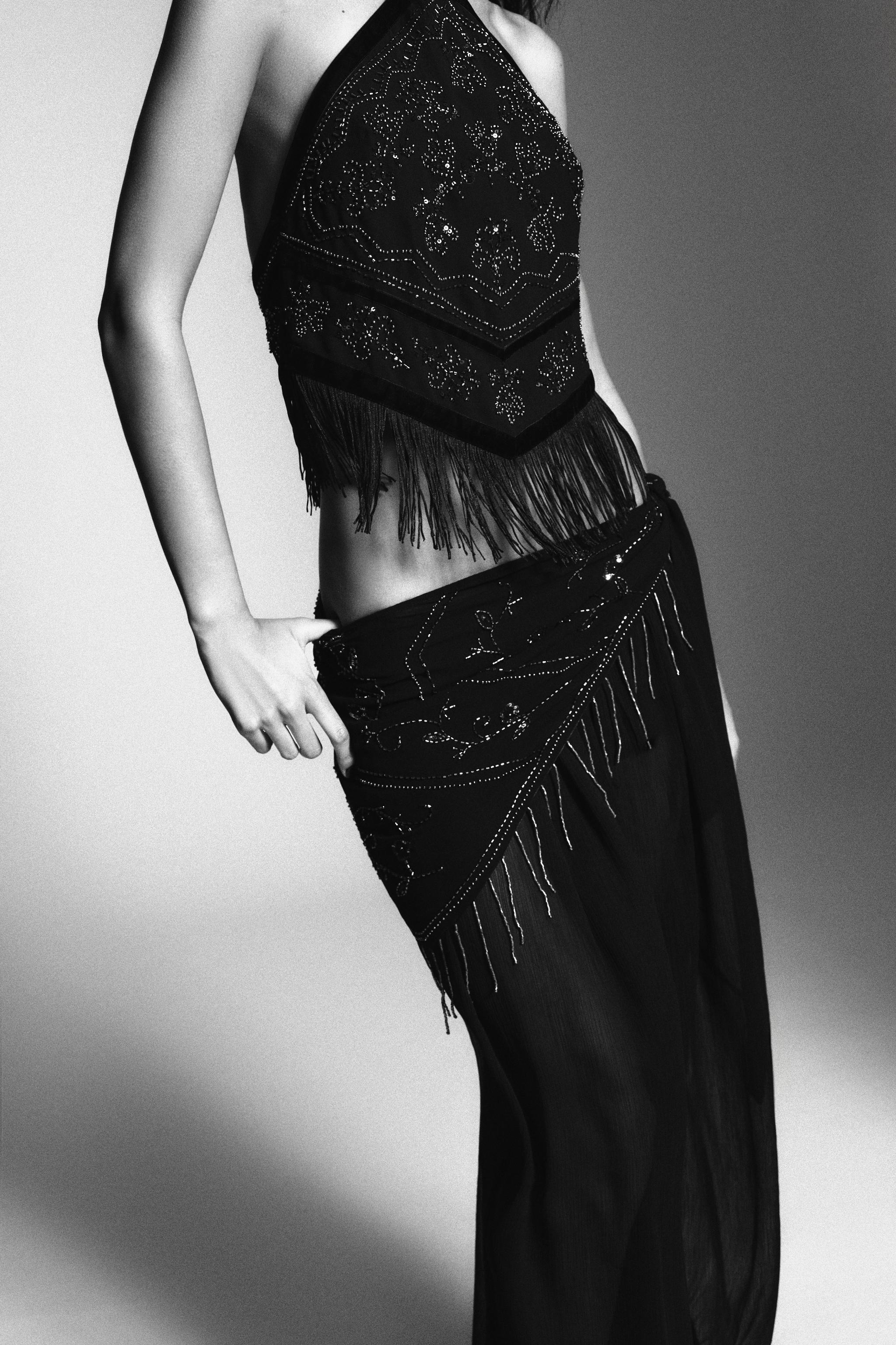 TOP EN GEORGETTE HALTER À FANTAISIE